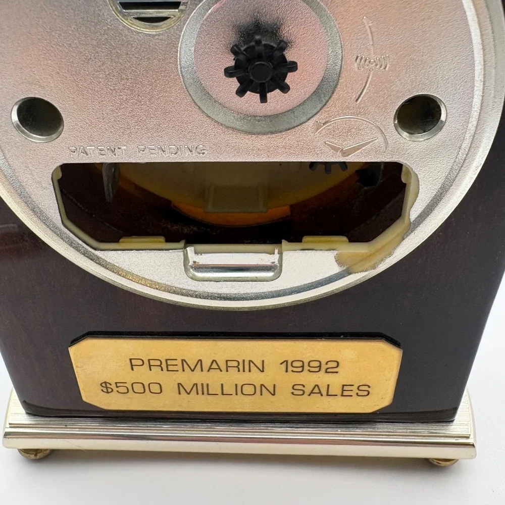 Drug Rep Pharmaceutical PREMARIN 1992 $500 Million Sales Clock Works Wood